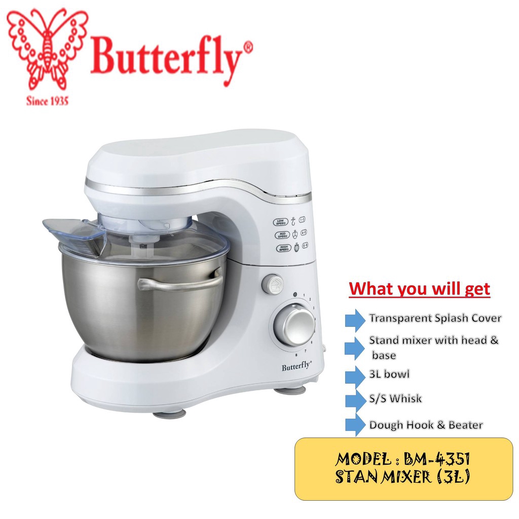 Butterfly Stand Mixer With Bowl (3L) BM4351 Shopee Malaysia