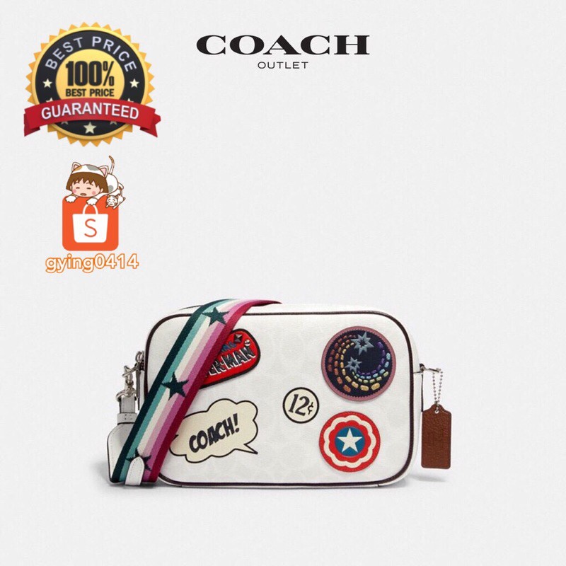 Coach X Marvel Jes Messenger In Signature Canvas With Patches Crossbody
