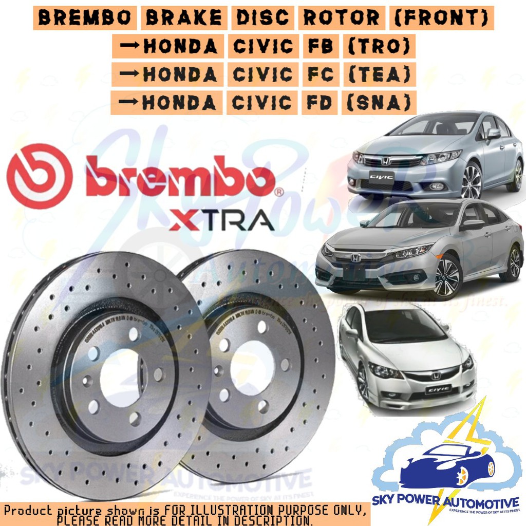 BREMBO XTRA HONDA CIVIC FB (TRO) / FC (TEA) / FD (SNA) BRAKE DISC ROTOR