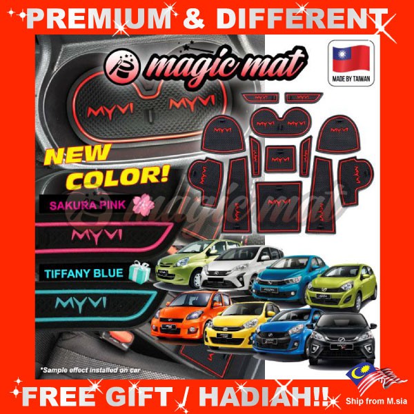 Car Slot Mat PERODUA BEZZA AXIA MYVI ATIVA VIVA ARUZ ALZA MAGIC MAT Interior Non Slip Organizer Pad