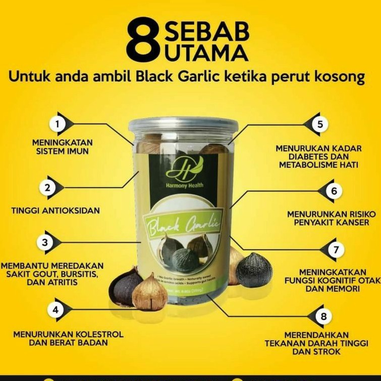 BLACK GARLIC Harmony Health 250 Gram Fermented Malaysia Supplements Kesihatan Bawang Hitam Tunggal