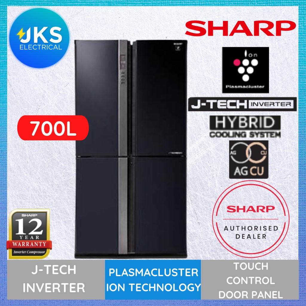 SHARP 700L SJF858VMBK Fridge 4 Doors / Multi Doors JTech Inverter Plasmacluster Refrigerator