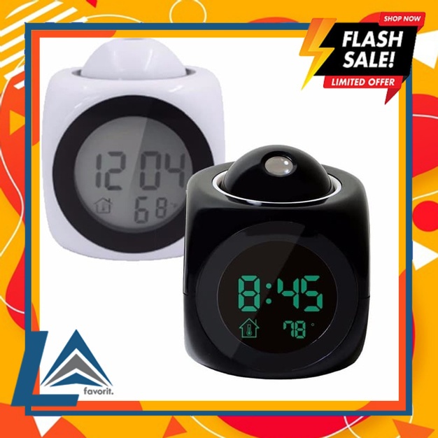 (LA Favorite).am Digital LCD Wall Projector Multifunctional Alarm Clock