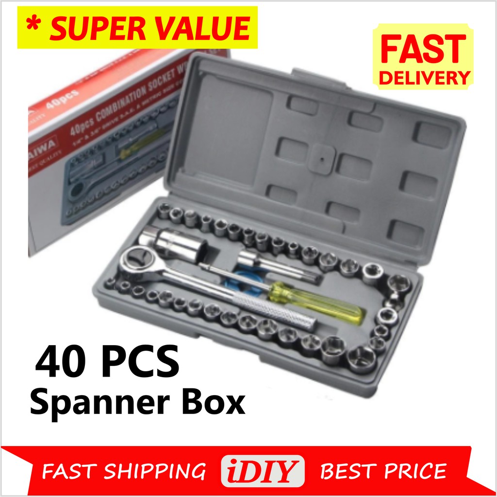 40pcs Hand Tools Ratchet Socket Set Tool Box Spanner Set DIY Wrench Set ...