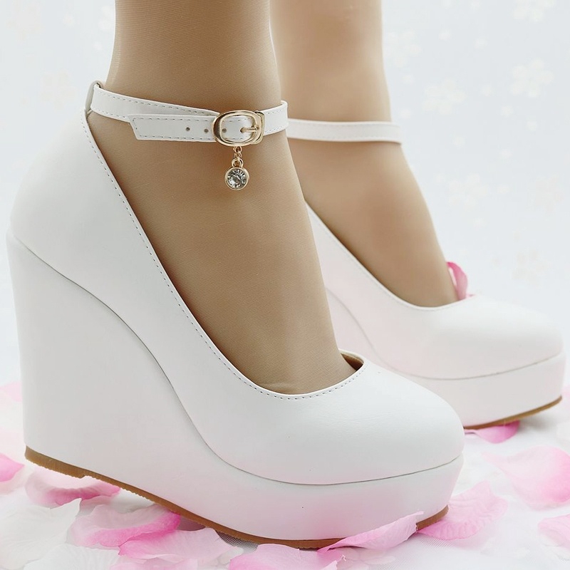 white high wedge shoes