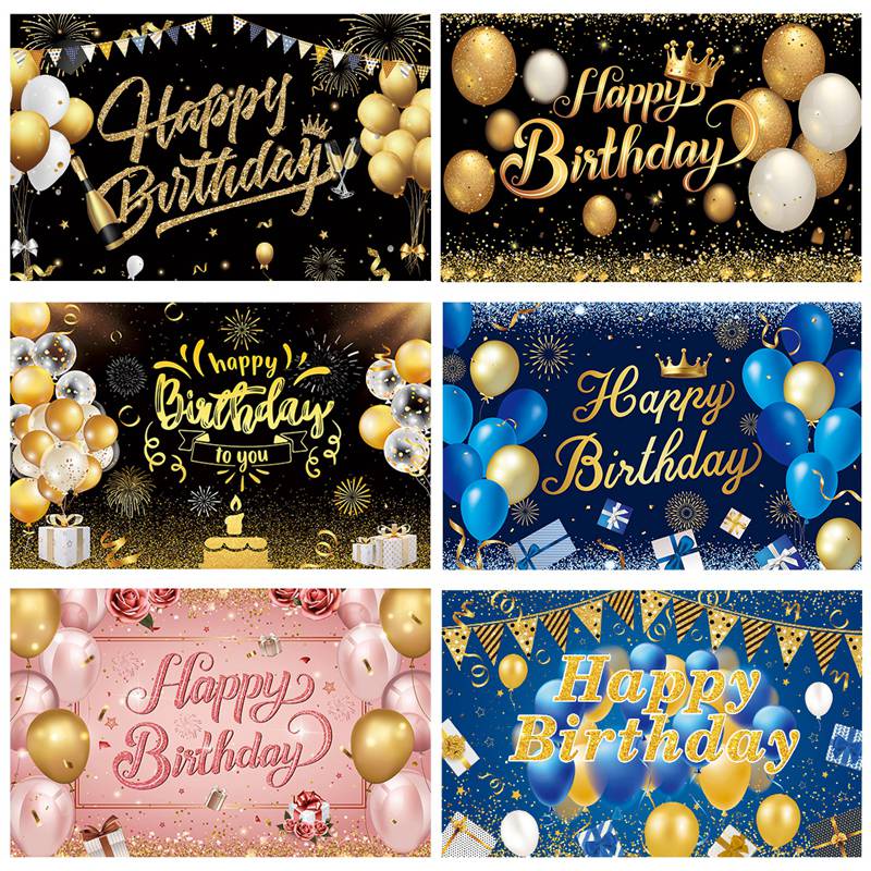 Huiran Gold Glitter Happy Birthday Party Backdrop | Shopee Malaysia