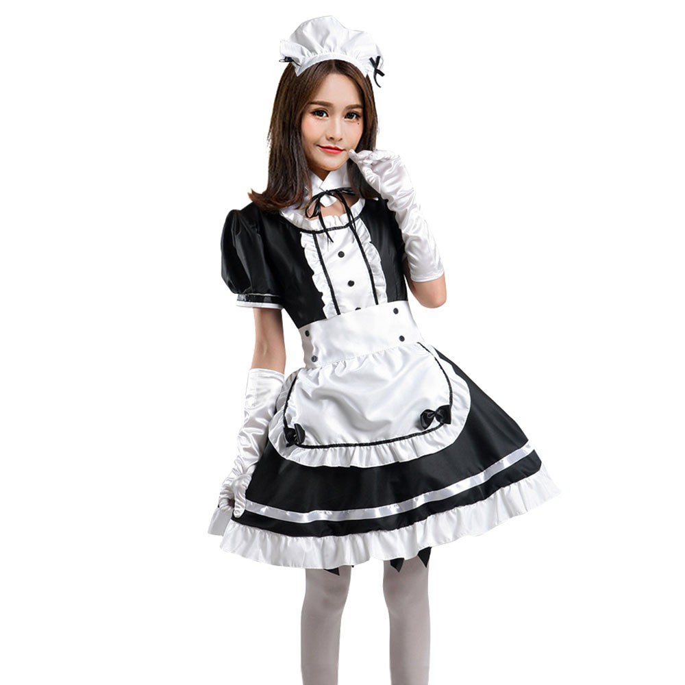 2022 Cosplay Uniform Maid Dress Cafe Cute Lolita Dress Black And White