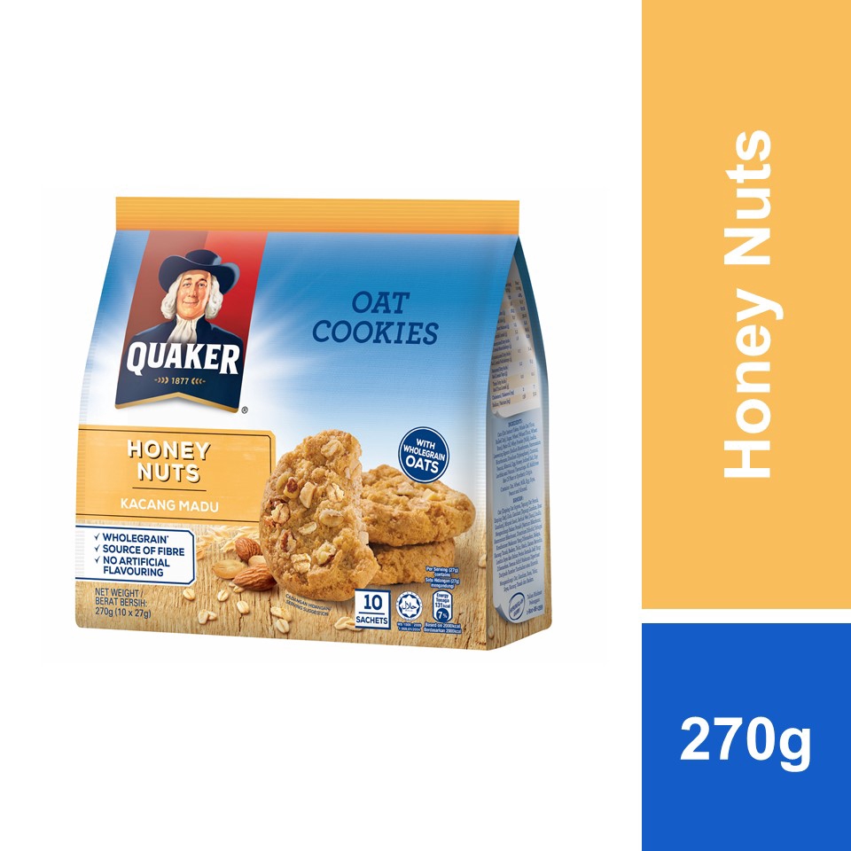 Quaker Oat Cookies Honey Nuts 270g Shopee Malaysia