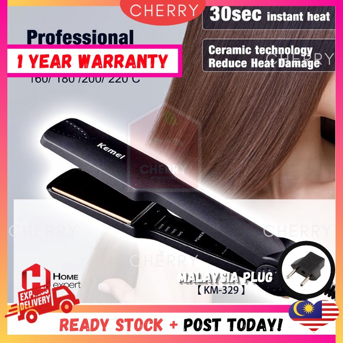 🍒CHERRY🍒Kemei Km-329 Iron Ceramic Hair Straightener Styling Tools Machine  Original Professional For Anion Care | Shopee Malaysia