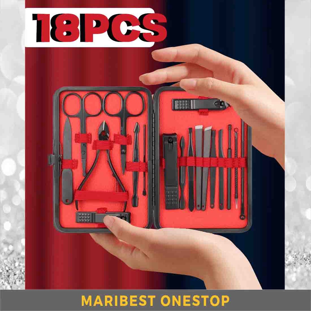18PCS MANICURE SET NAIL CARE TOOLS PEDICURE NAIL CUTTER CLIPPERS SCISSORS EAR PICK TOOL SET TRAVEL MULTI-FUNTION