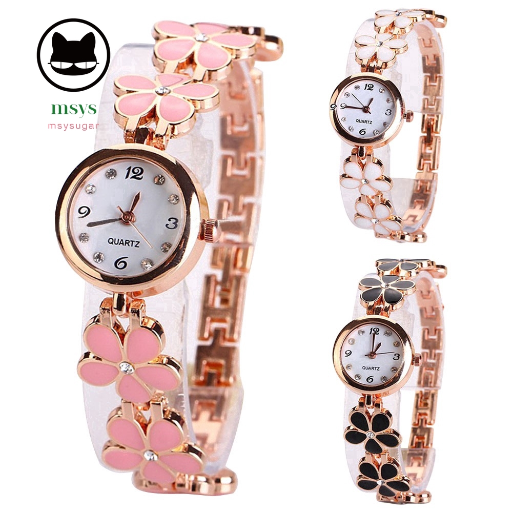 READY Jam Tangan Gelang Analog Desain  Bunga  Daisy Untuk  