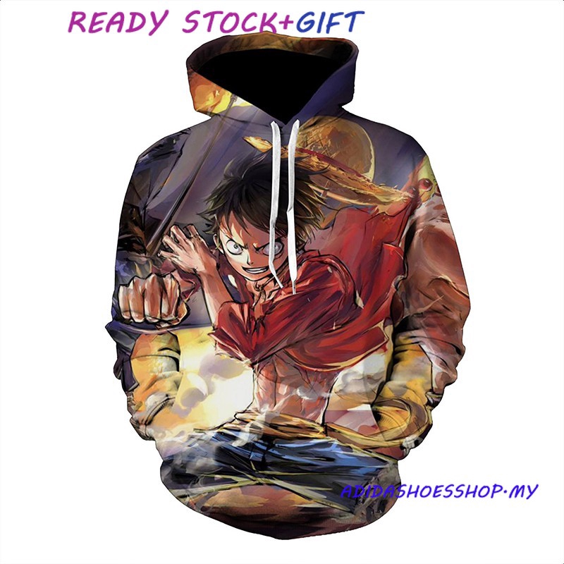 Anime One Piece Luffy Hoodie Sweatshirt Jacket Shopee Malaysia