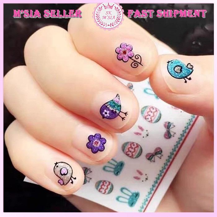 3pcs Glittering Nail Stickers Cute Cartoons Random For Kids and Adults Children Nail Stickers Manicure Sticker