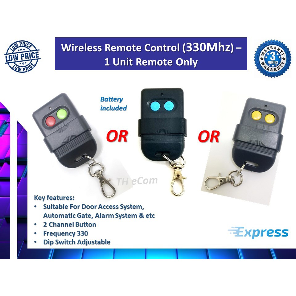 Autogate Door Wireless Remote Control 330Mhz DIP Switch Auto Gate