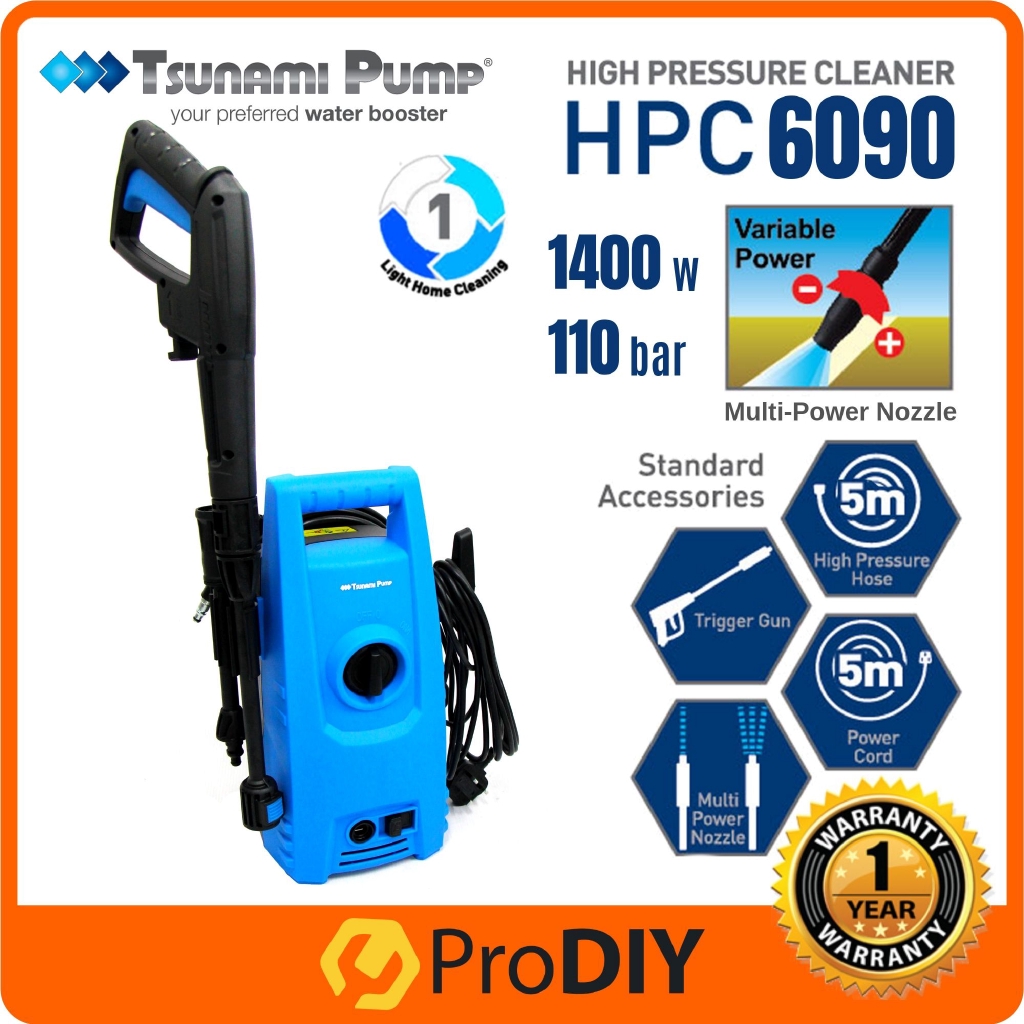 Tsunami Pump Hpc6090 High Pressure Cleaner Waterjet 1400watts 110bar Tsunami Pump Carbon Brush Motor Shopee Malaysia