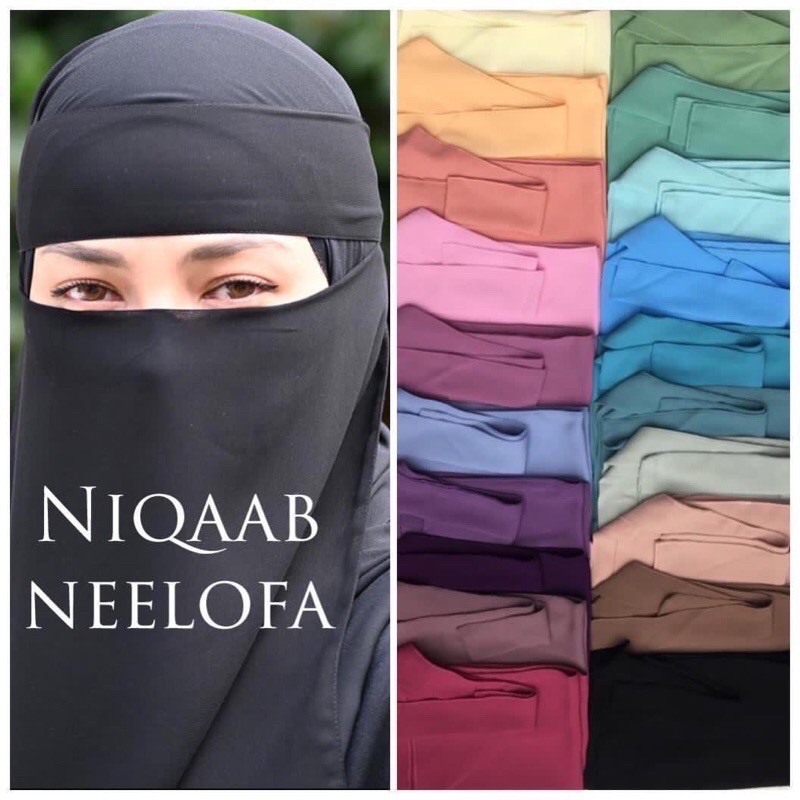 (BORONG 5 & 10 Pcs) Niqab Neelofa 2 Lapisan Black dan Berwarna.