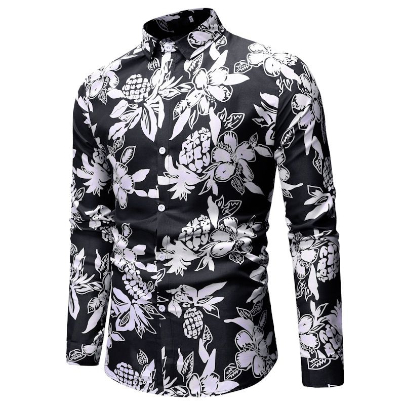 black flower shirt