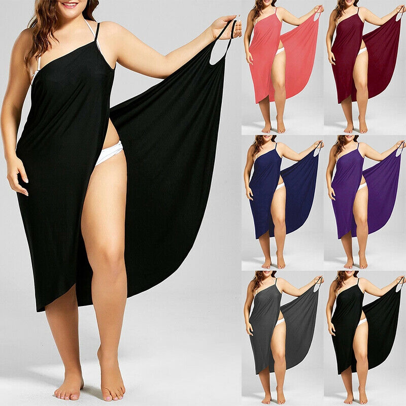 Plus Size Women Cover Up Swim Beachwear Maxi Wrap Strap Sarong Summer Beach