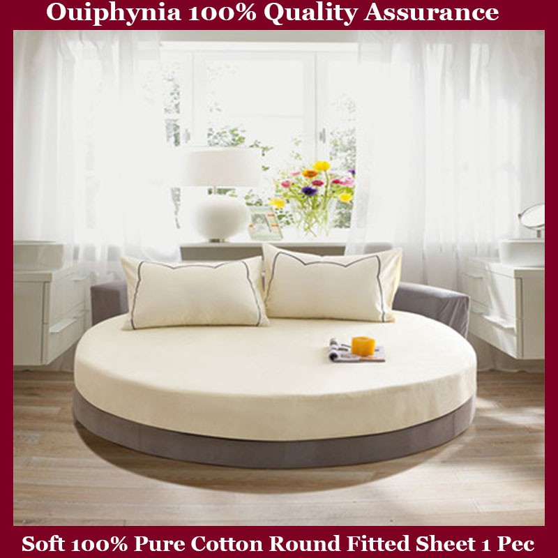 Quality 100 Pure Cotton Round Bed Cover Mattress Solid Color Fitted Sheet Soft Sheet 1 Pec Shopee Malaysia