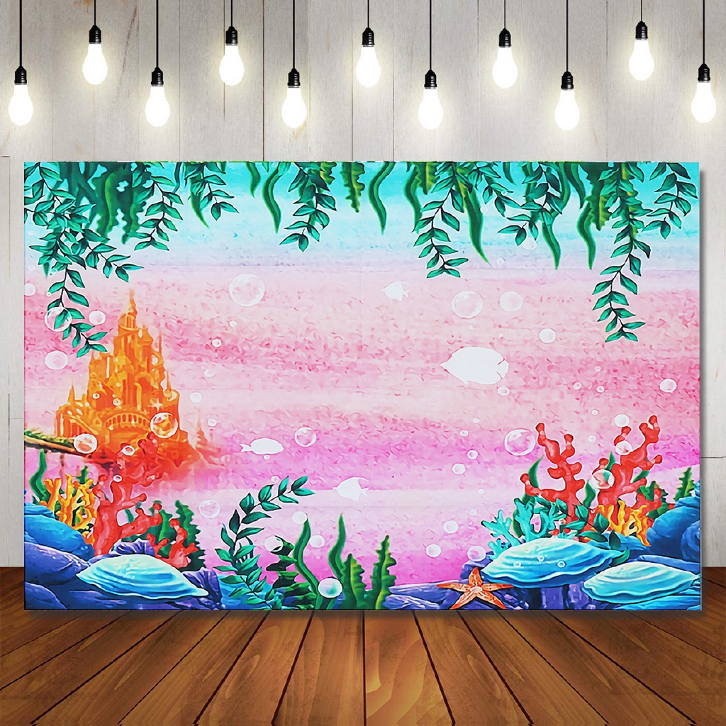 Under Sea Castle Mermaid Theme Photography Backdrop Ocean Bubble Girl  Princess Birthday Party Photo Background | Shopee Malaysia