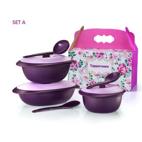 tupperware food storage set/ Ready Stock ~ Tupperware Purple Royale Serveware Set (Set A or Set B) OR Blooms Serveware S
