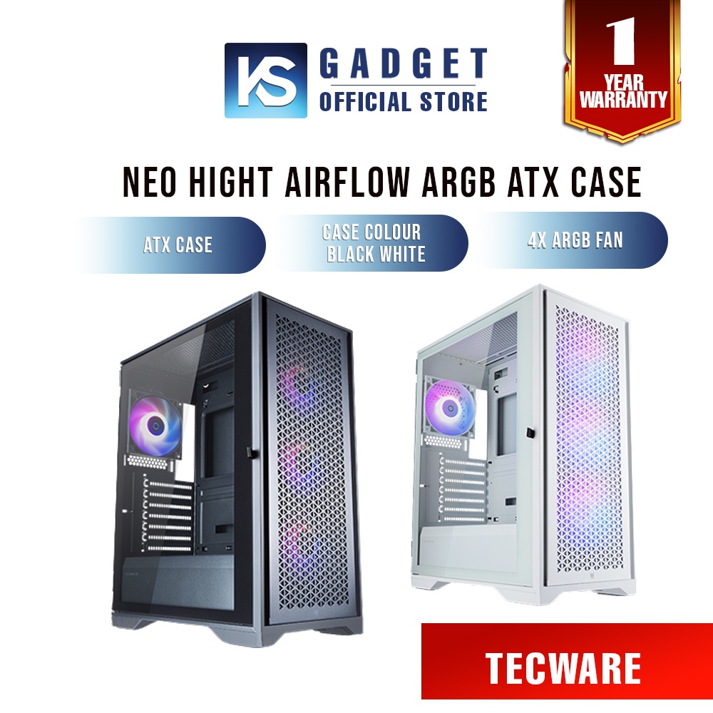 Tecware Neo Tg Argb Atx Pc Chassic Pc Case Black White Pre