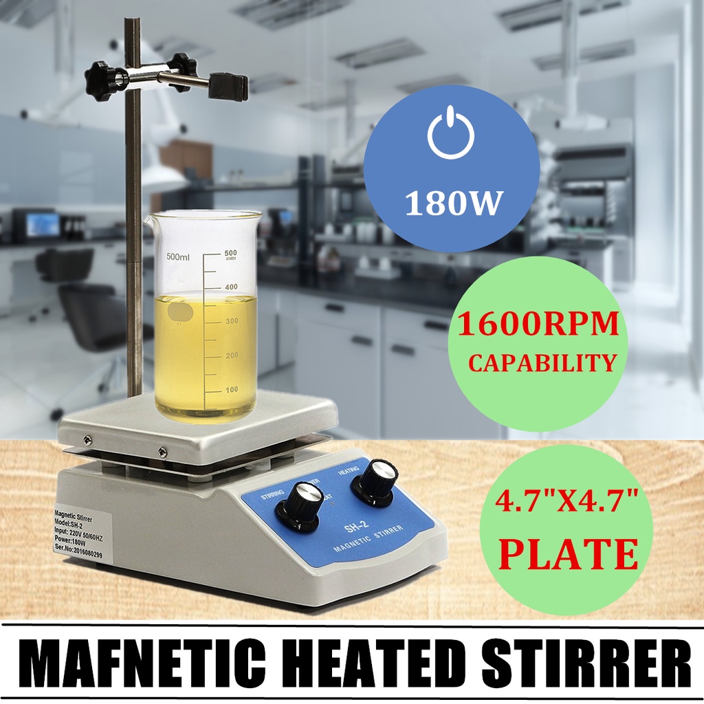 220V SH-2/50Hz Magnetic Blender Hot Plate Stirrer Dual Control Machine Stir +1 inch Stir Bar C3