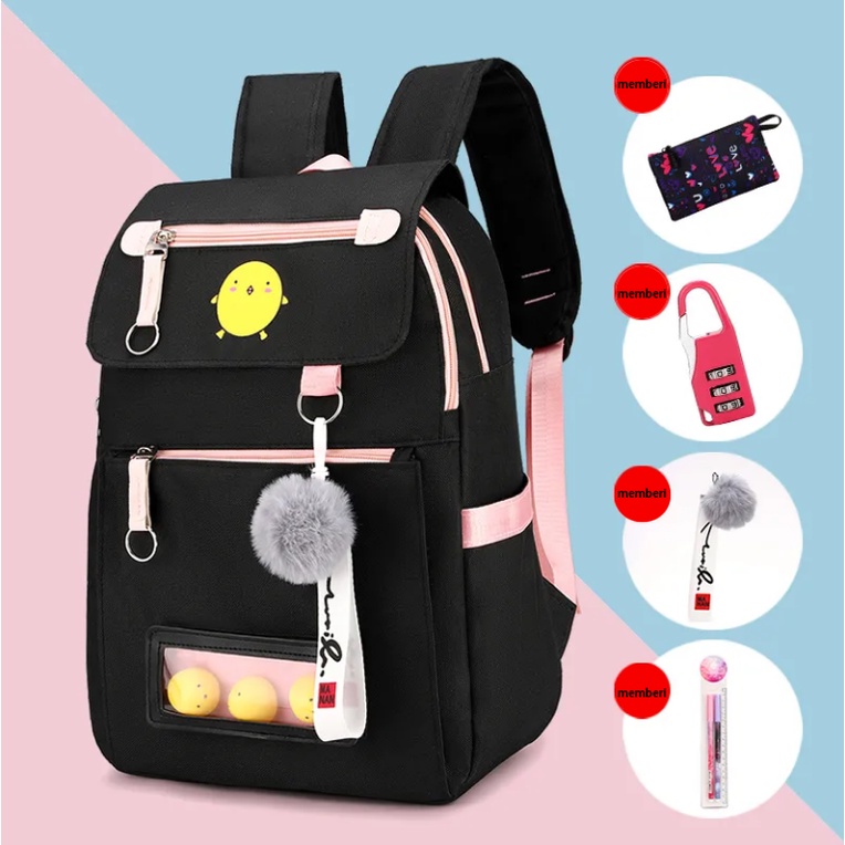 High Quality Low Price Beg Sekolah School Bag Men Smiggle School Bag Pelajar Sekolah Perempuan Sekolah Menengah Rendah Versi Korea Pelajar Sekolah Rendah Liar Kelas 5 6 Kelas Besar Gaya Beg Galas Pelajar Sekolah Menengah