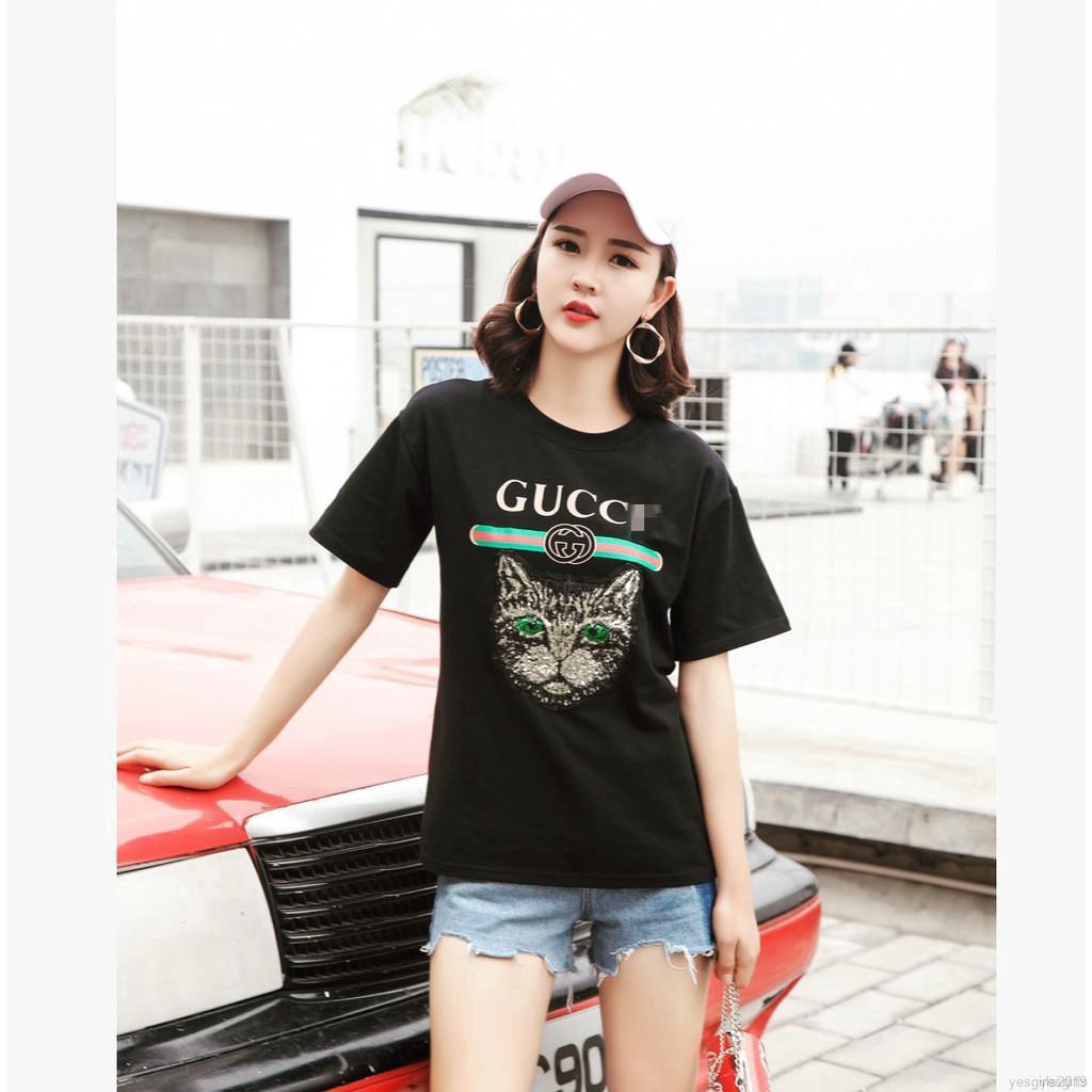 Yesgirl Kaos  T Shirt Round Neck Lengan  Pendek  Motif Print 