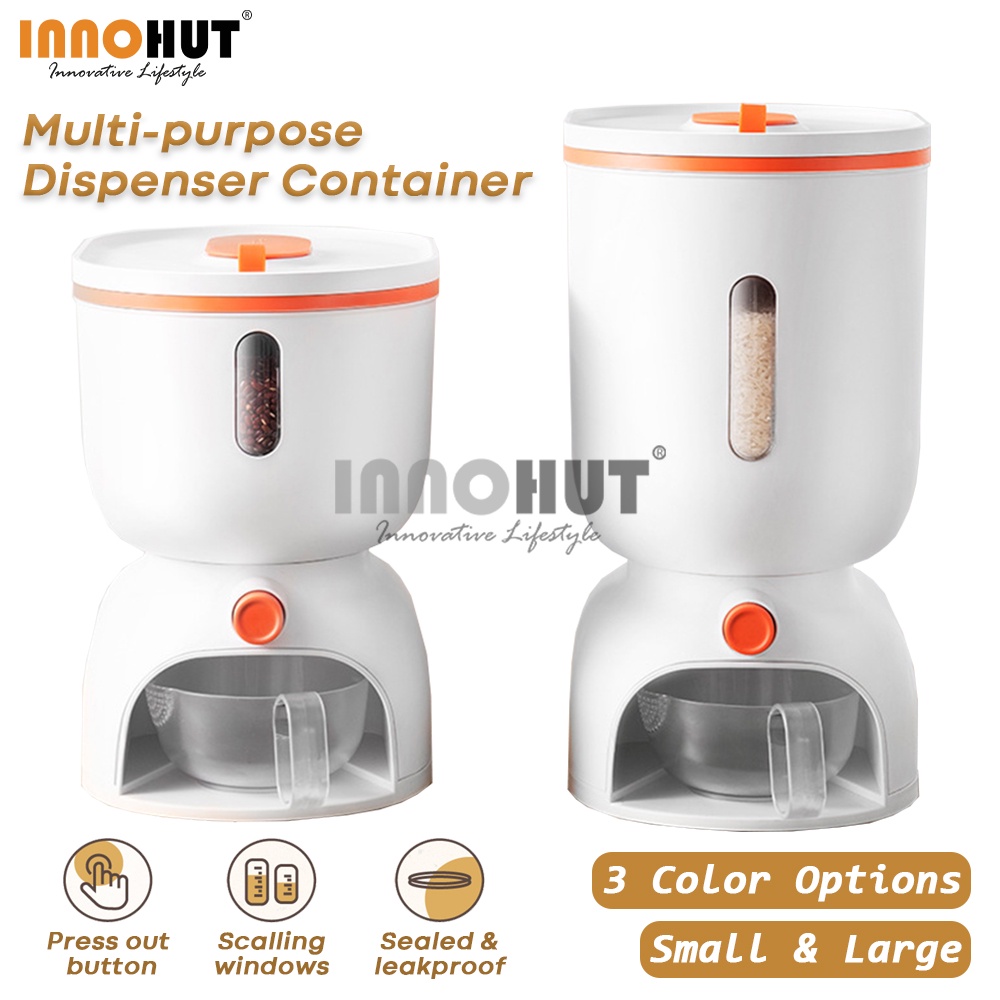 Innohut 6KG/10KG Sealed Grain Container Airtight Lid Rice Dispenser Cereal Flour Storage With Measuring Cup