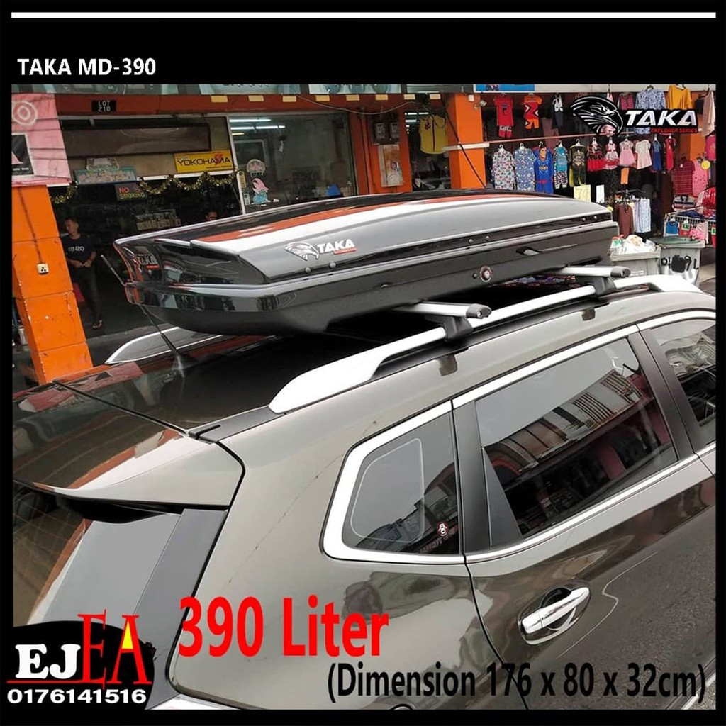 Taka Md 390 Car Roof Box Explorer Series L Size Glossy Black Free Universal Roof Rack Cargo Roofbox Shopee Malaysia