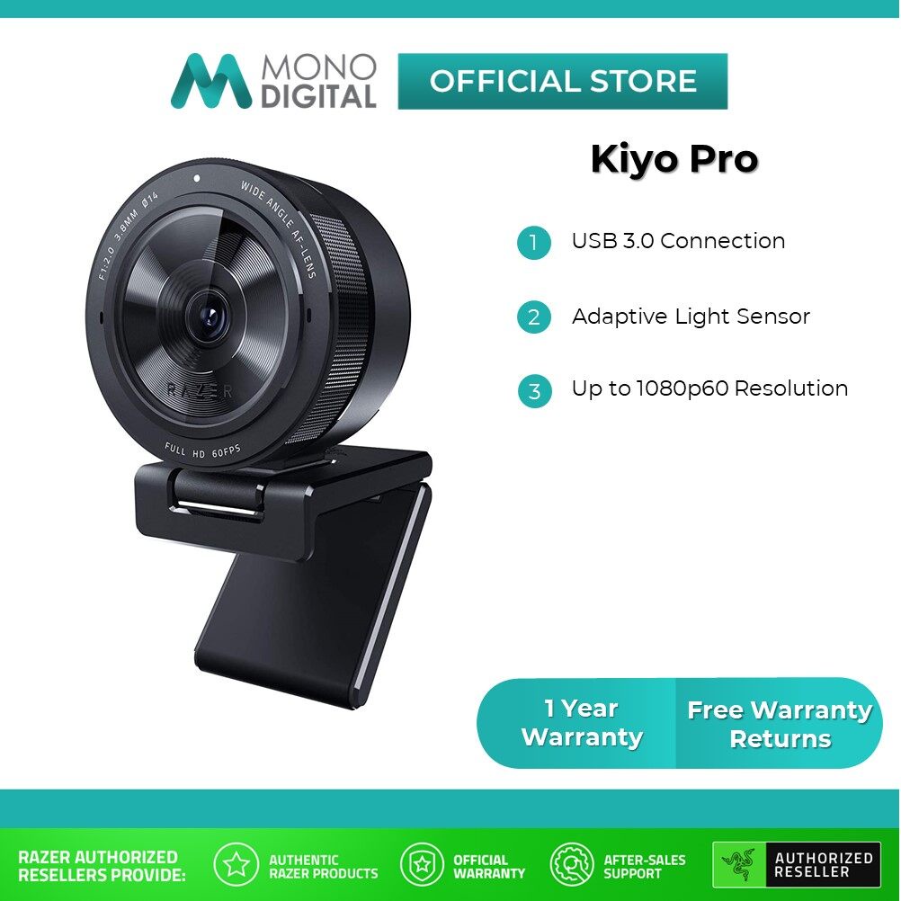 RAZER Kiyo Pro USB Webcam Camera with HDR and High Performance Adaptive Light Sensor - RZ19-03640100-R3M1