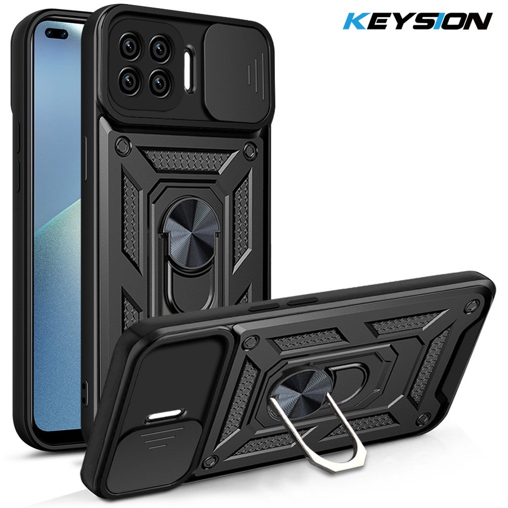KEYSION Shockproof Case for OPPO A93 F17 Pro Push Pull Camera Protection Phone Cover for Realme C11 2021 C20