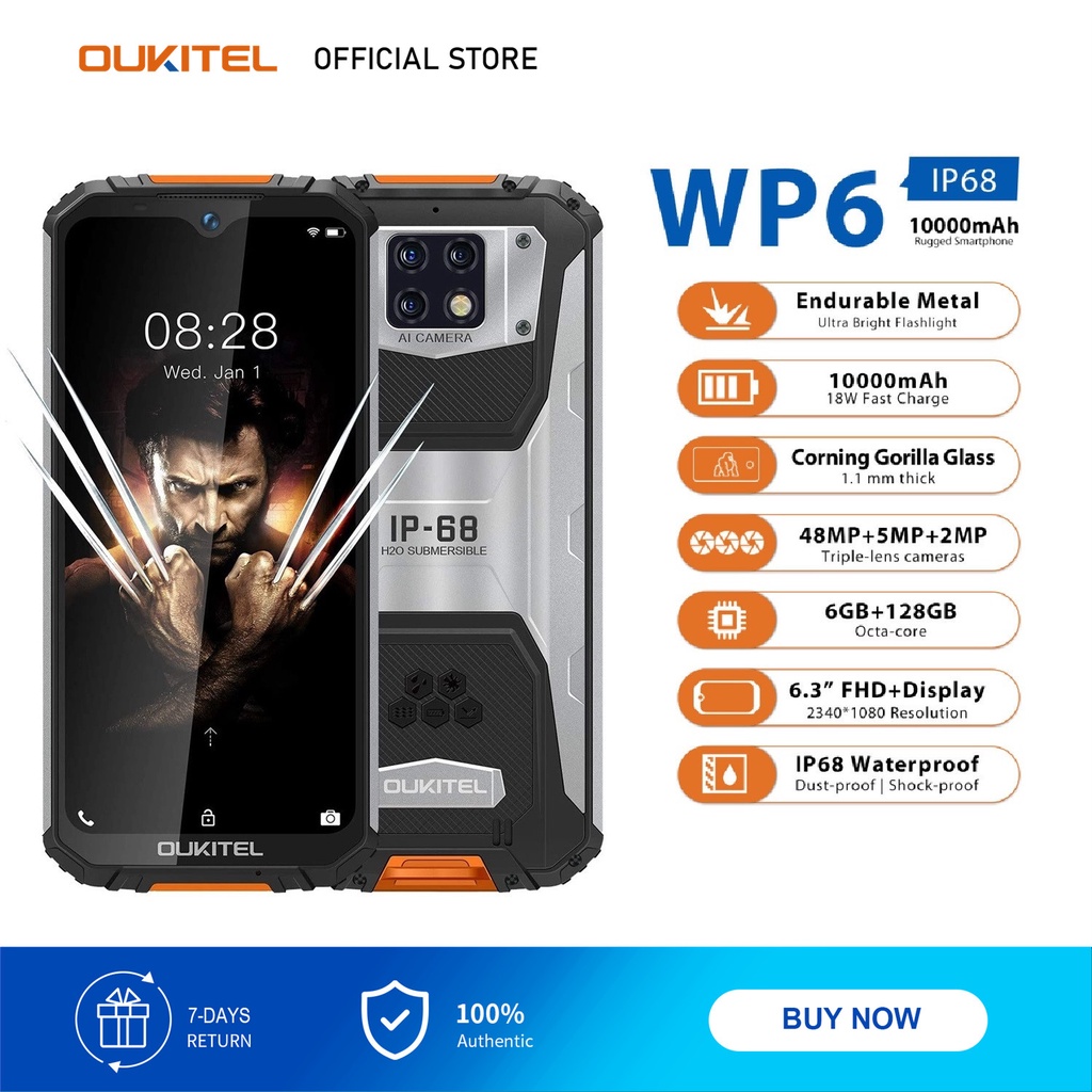 OUKITEL WP6 6.3" 10000mAh IP68 Waterproof 6GB 128GB 48MP 19.5:9 mobile ...