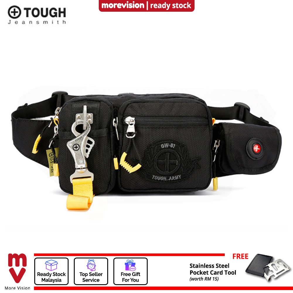 Tough Warrior Waist Pouch Bag Black Oxford Fabric Messenger Bag