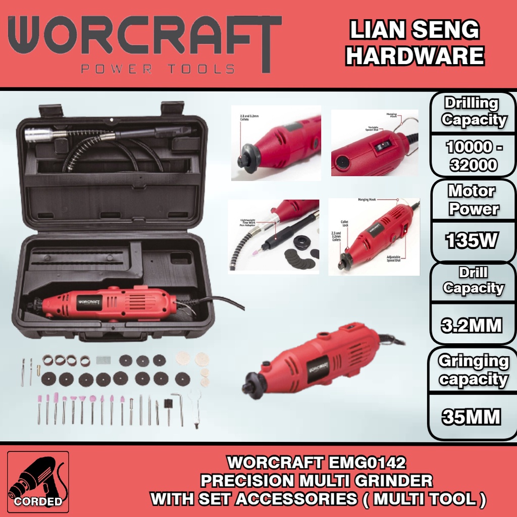 WORCRAFT EMG0142 PRECISION MULTI GRINDER WITH SET ACCESSORIES | Shopee ...