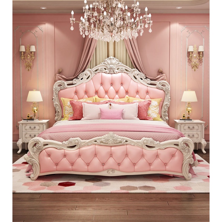 Queen Pink Bed Katil Pink Princess European Bed Frame Premium PU ...