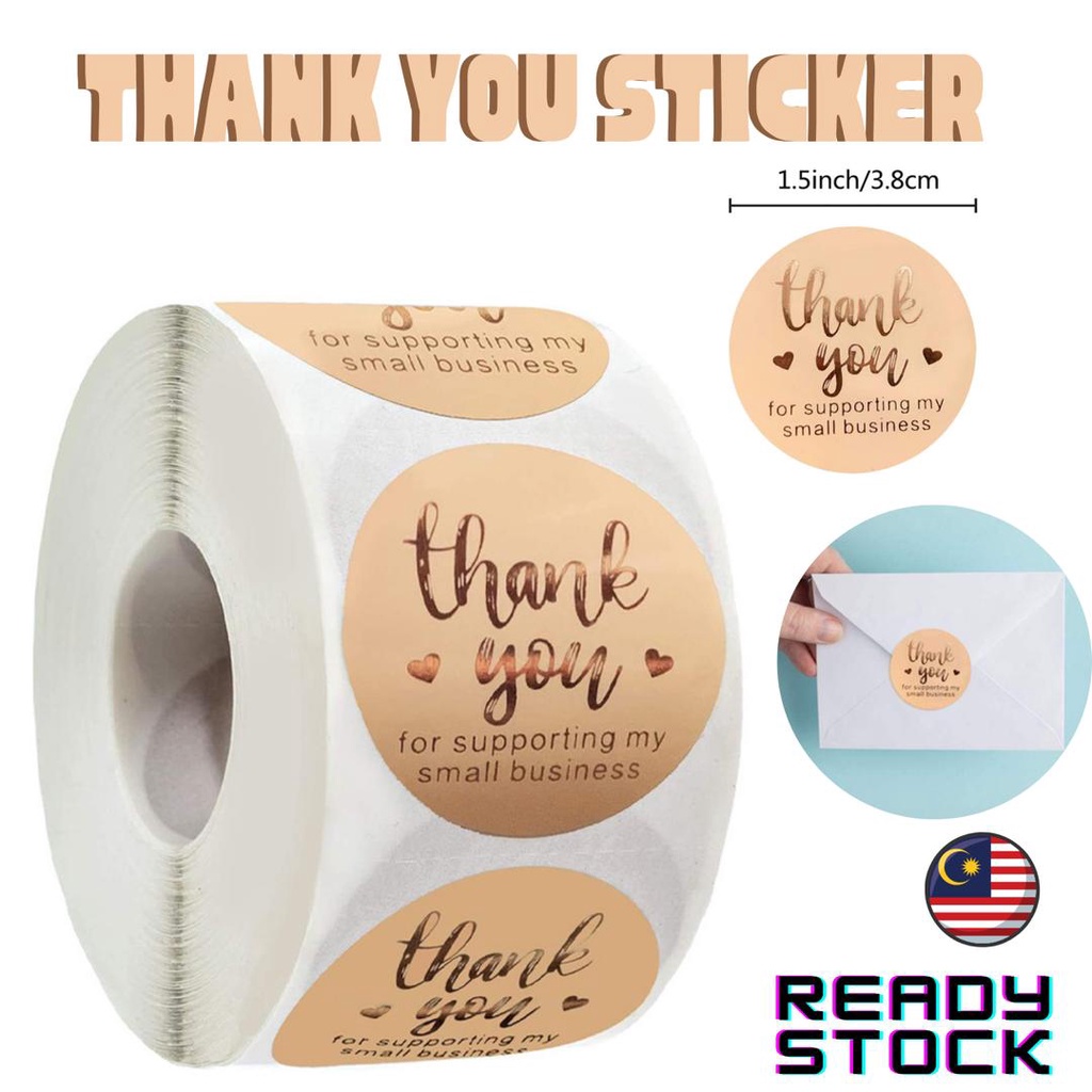 Thank You Sticker (50pcs) Stiker Terima Kasih Packaging Box Paper Beg ...