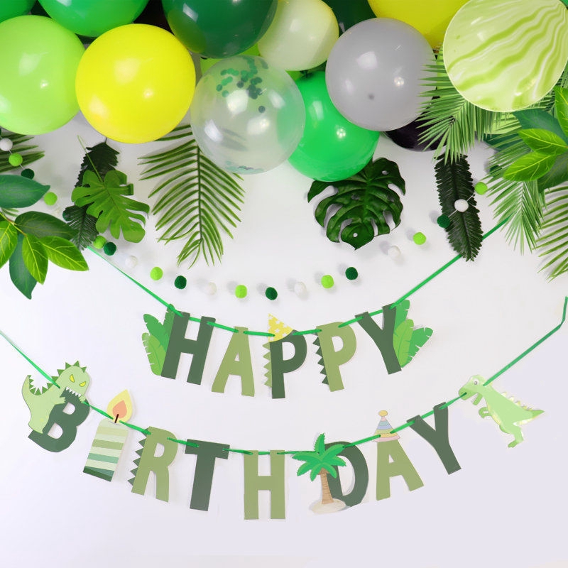 Dinosaur Happy Birthday Lahuala Flag Dinosaur Banner Forest Theme