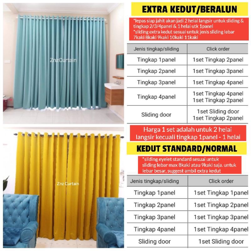 1 Set 2 Keping Langsir 80 Sunblock Curtain Tebal Shopee Malaysia