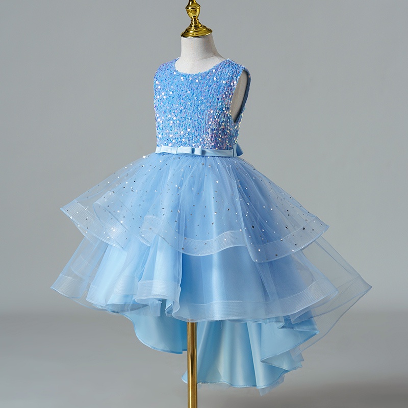 Girls Princess Dresses For Party Birthday Sleeveless Sequined Lace Gown ...