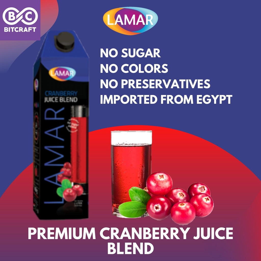 Lamar 100 Cranberry Juice Blend 1l No Sugar Fruit Juice Imported From Egypt No Preservatives 1881