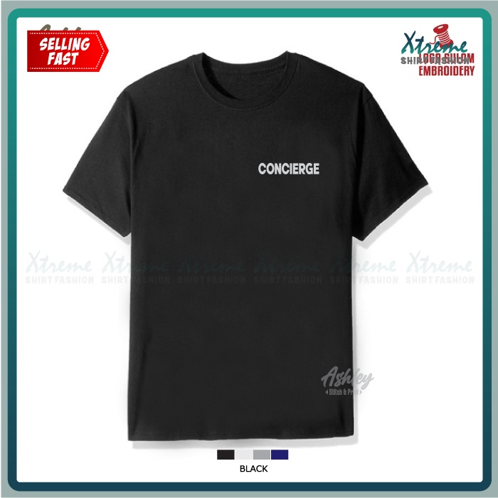 T Shirt Round Neck Concierge Hotel Apartment Parking Jokey Work Baju Tee Lelaki Office Service Uniform Embroidery Jahit