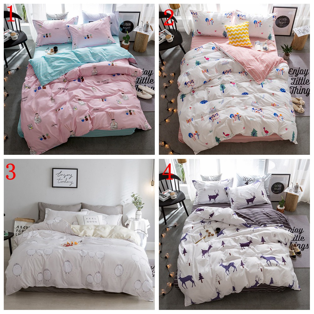 Cute Cartoon Bedding Set Cheap Bed Sheet Fashion Duvet Cover For
