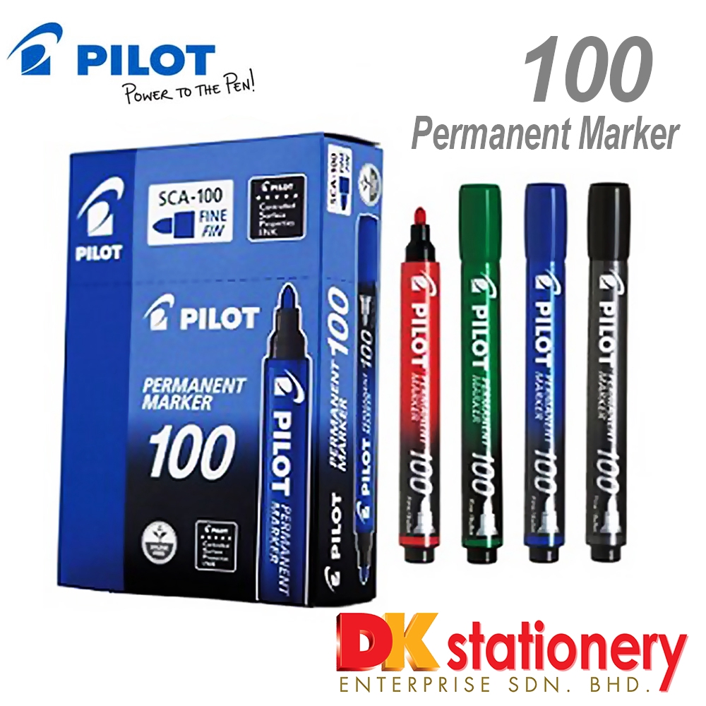 PILOT PERMANENT MARKER 100 1BOX/12PCS black/red/blue Shopee Malaysia