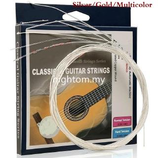 Includes 5 Nylon Picks and 1 Aluminum Capo Silver & Gold Copper Alloy Winding Yoklili 2 Sets of Black Hard Tension & Clear Normal Tension Strings Classical Guitar Strings 