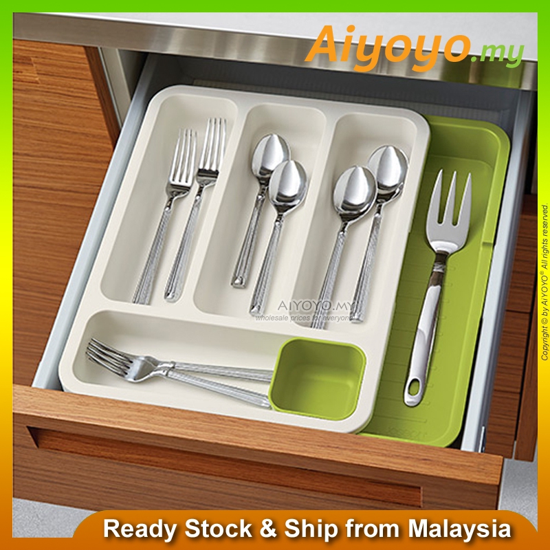 Expandable Kitchen Cutlery Tray Organizer Drawer Store For Spoon