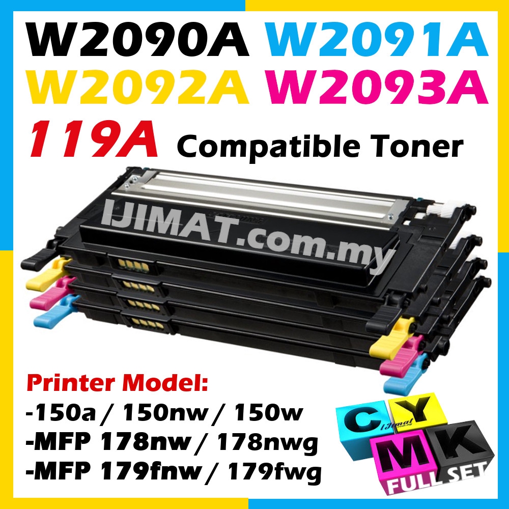 Compatible Toner Hp 119a Hp119a W90a W91a W92a W93a For Color Laser 150a 150nw Mfp 178 178nw 178nwg 179fnw Set Shopee Malaysia