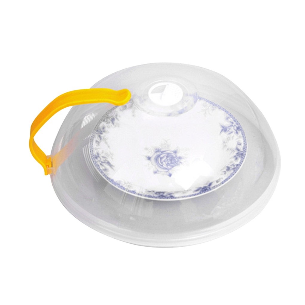 Home Kitchen Food Cover Microwave Oven Dish Plate PP Transparent Anti-splash Cap Color Random Handle - Image 4