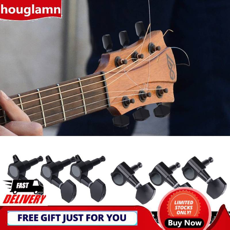 Electric Guitar Strings Tuning - Hougl 3l 3r Black Closed Zinc Alloy Machine Heads String Tuning Pegs For Folk Electric Guitar Shopee Malaysia